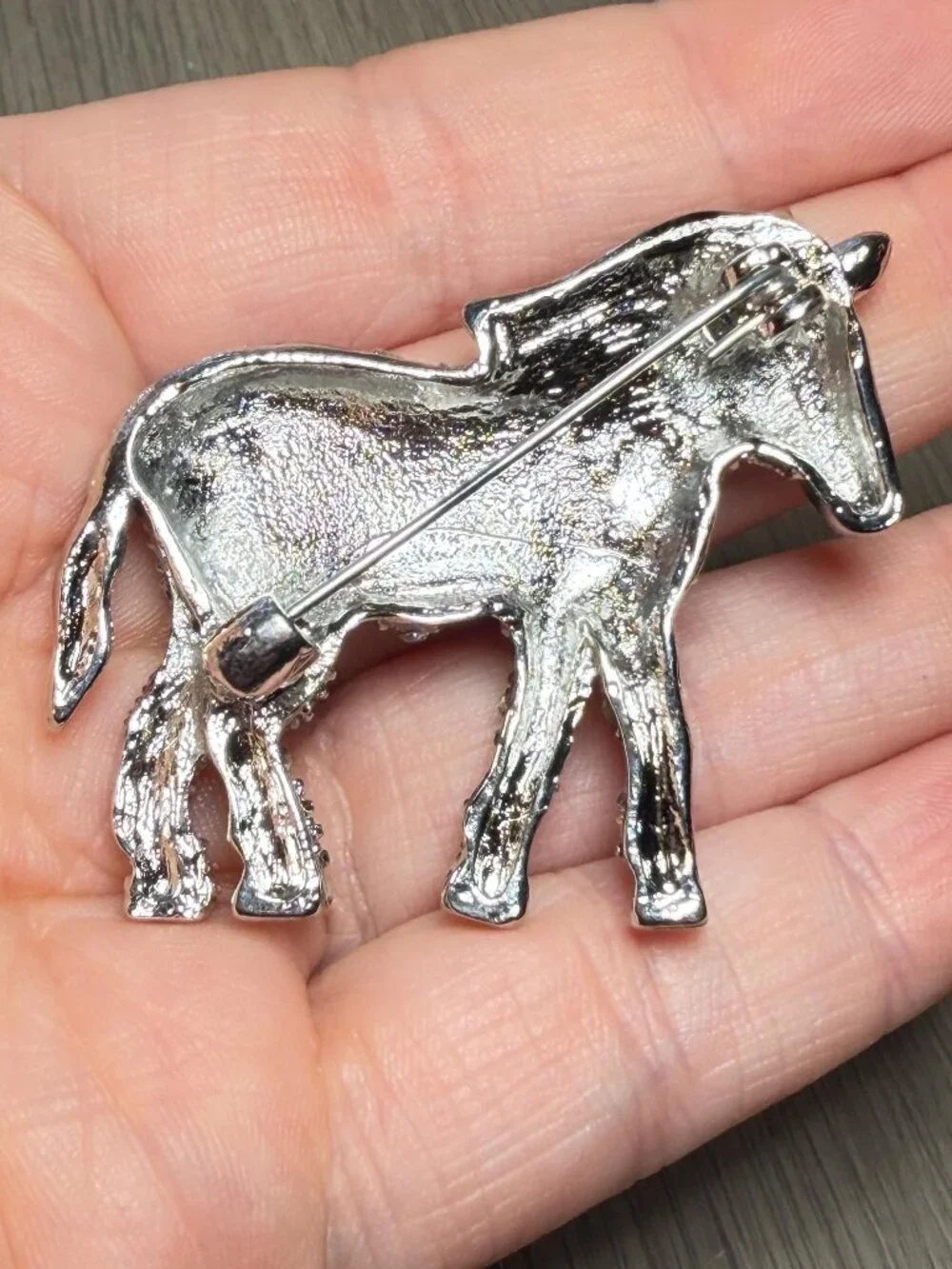 Zebra Brooch Black White Rhinestone Animal Pin Safari Jewelry